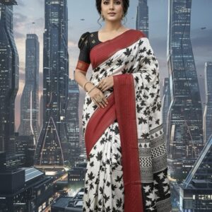 White and black saree